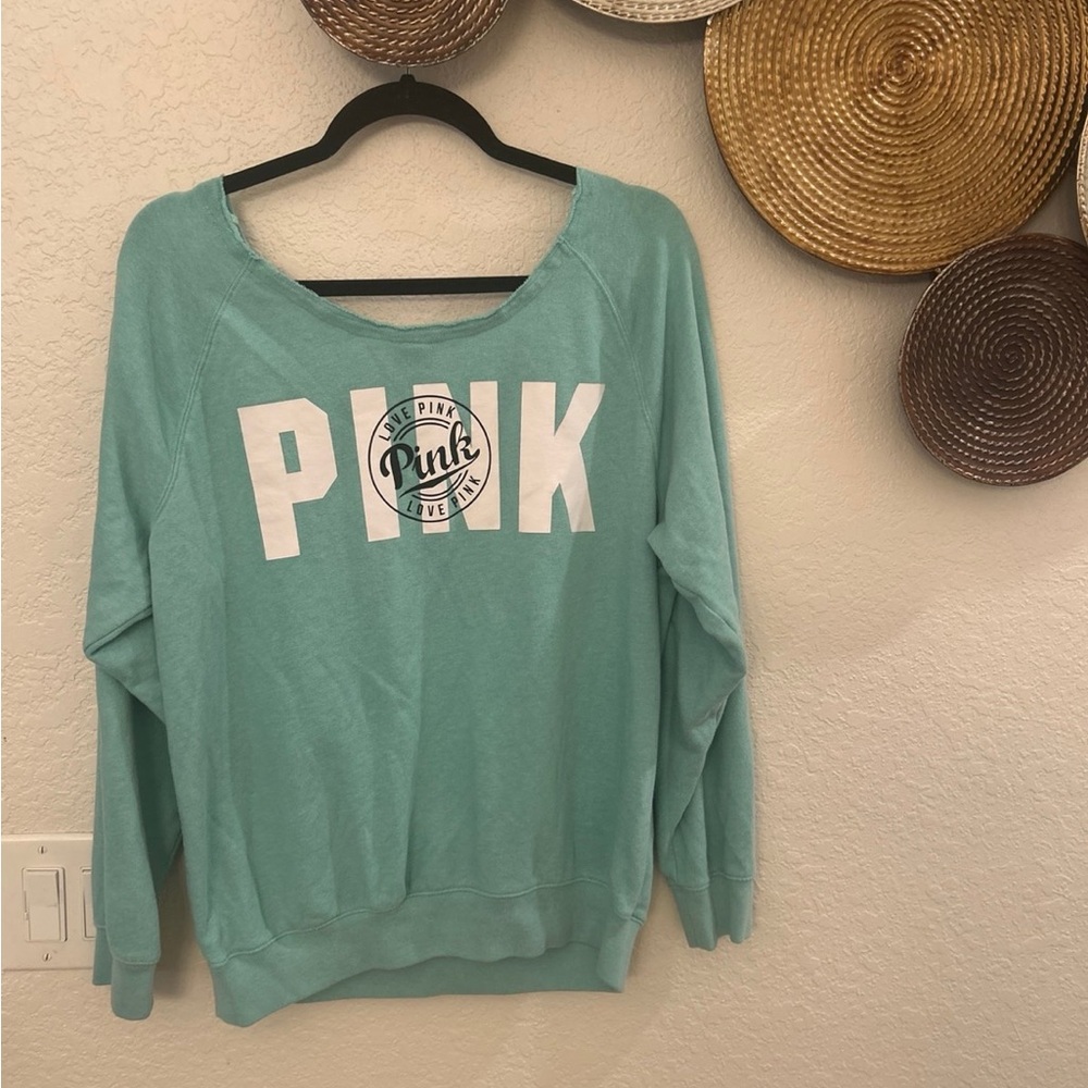 Victoria's Secret PINK "Shell Yeah" off-the-shoulder sweatshirt size Large‎ - Picture 3 of 3